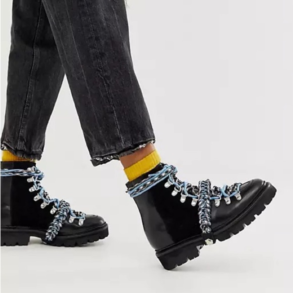 House of Holland x Grenson blue paracord lace leather hiking boot UK 3 US 5 5.5